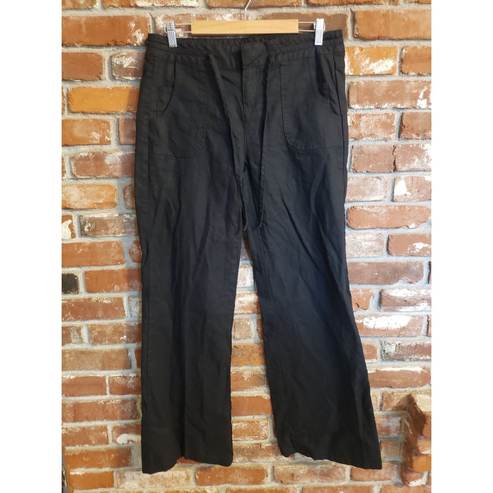 Alloy Apparel Black High-Rise Wide-Leg Linen Blend Pants. Size L/32.